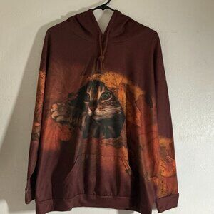 Cat Hiding Women's Brown Sweatshirt